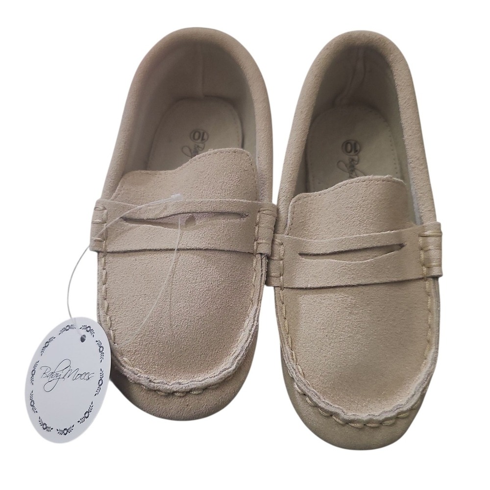 Kids Suede Moccasin Loafers in Beige - Comfortable Slip-On